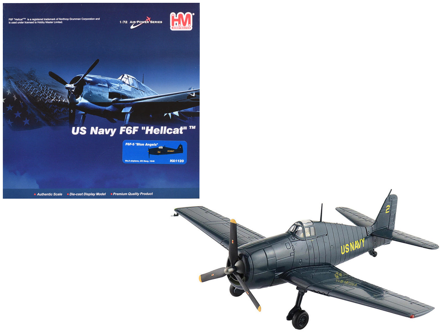 Grumman F6F-5 Hellcat Fighter Aircraft "Blue Angels #2" (1946) United States Navy "Air Power Series" 1/72 Diecast Model