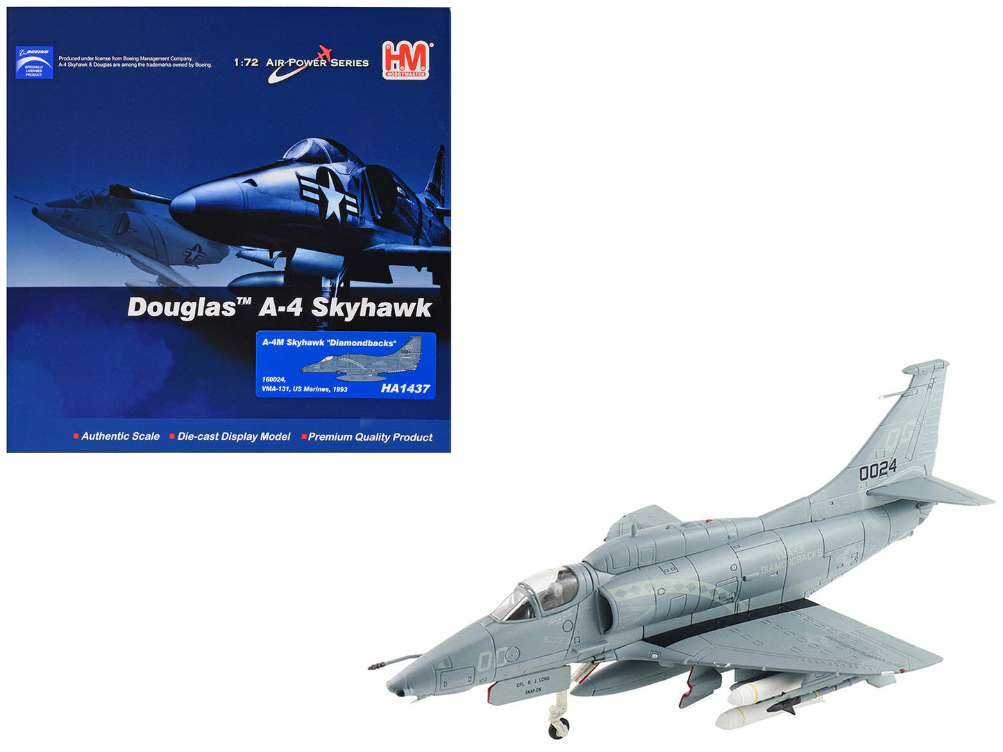 Douglas A-4M Skyhawk Aircraft "VMA-131 Diamondbacks" (1993) United States Marines "Air Power Series" 1/72 Diecast Model
