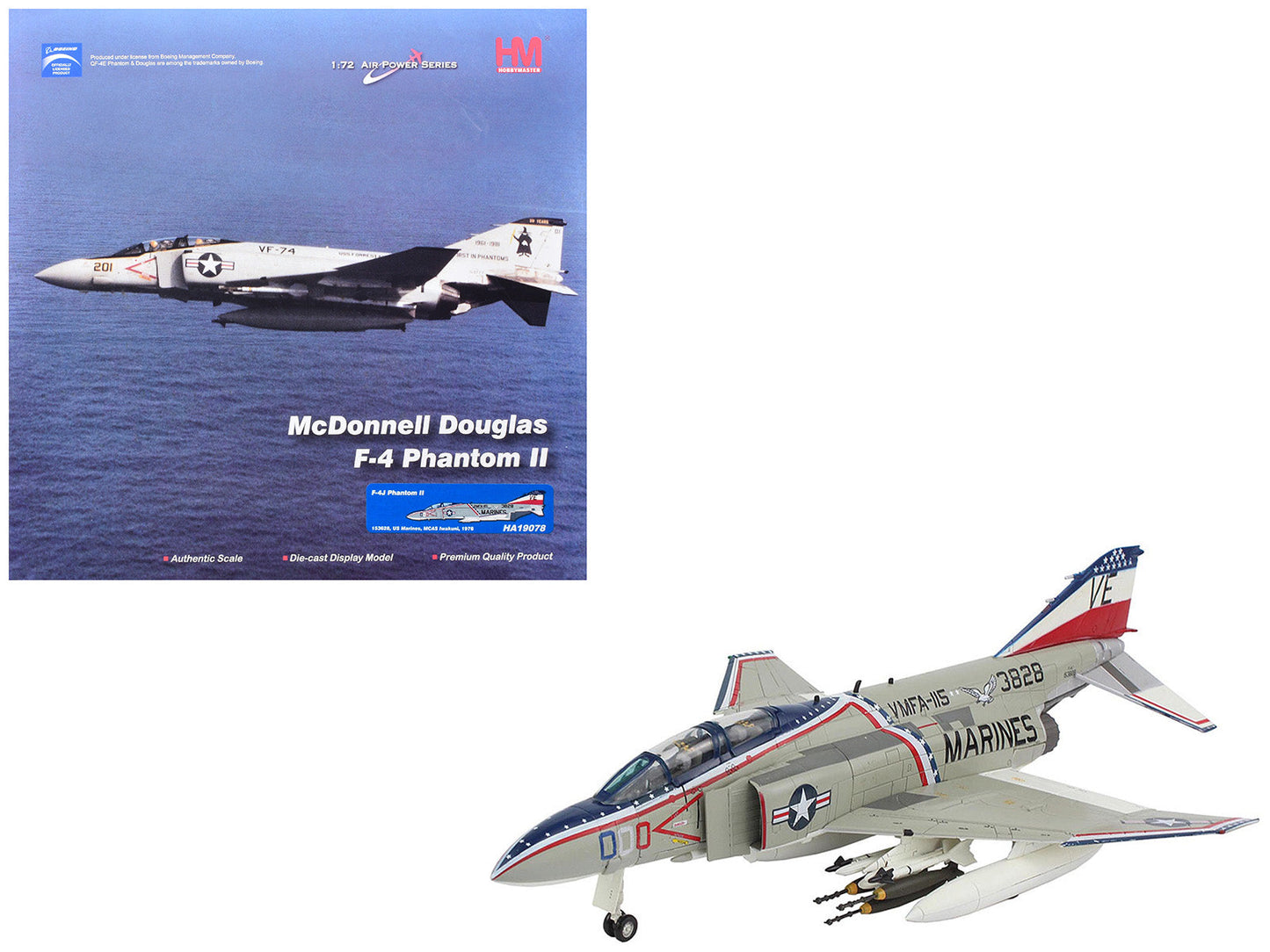 McDonnell Douglas F-4J Phantom II Fighter-Bomber Aircraft "153828 MCAS Iwakuni Japan" (1976) United States Marine Corps "Air Power Series" 1/72 Diecast Model