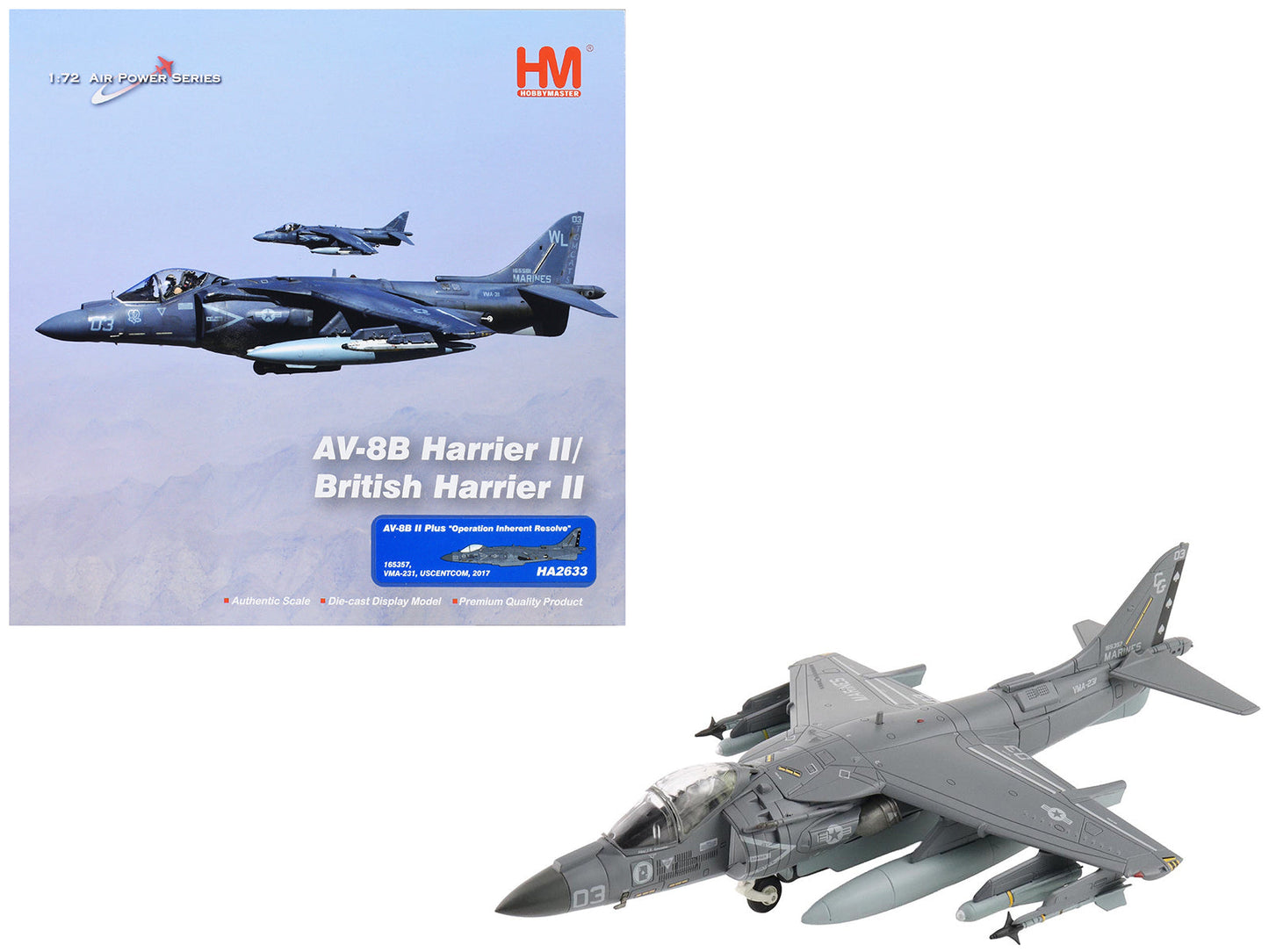 McDonnell Douglas AV-8B Plus Harrier II Aircraft "165357 VMA-231 Ace of Spades Operation Inherent Resolve USCENTCOM" (2017) United States Marine Corps "Air Power Series" 1/72 Diecast Model