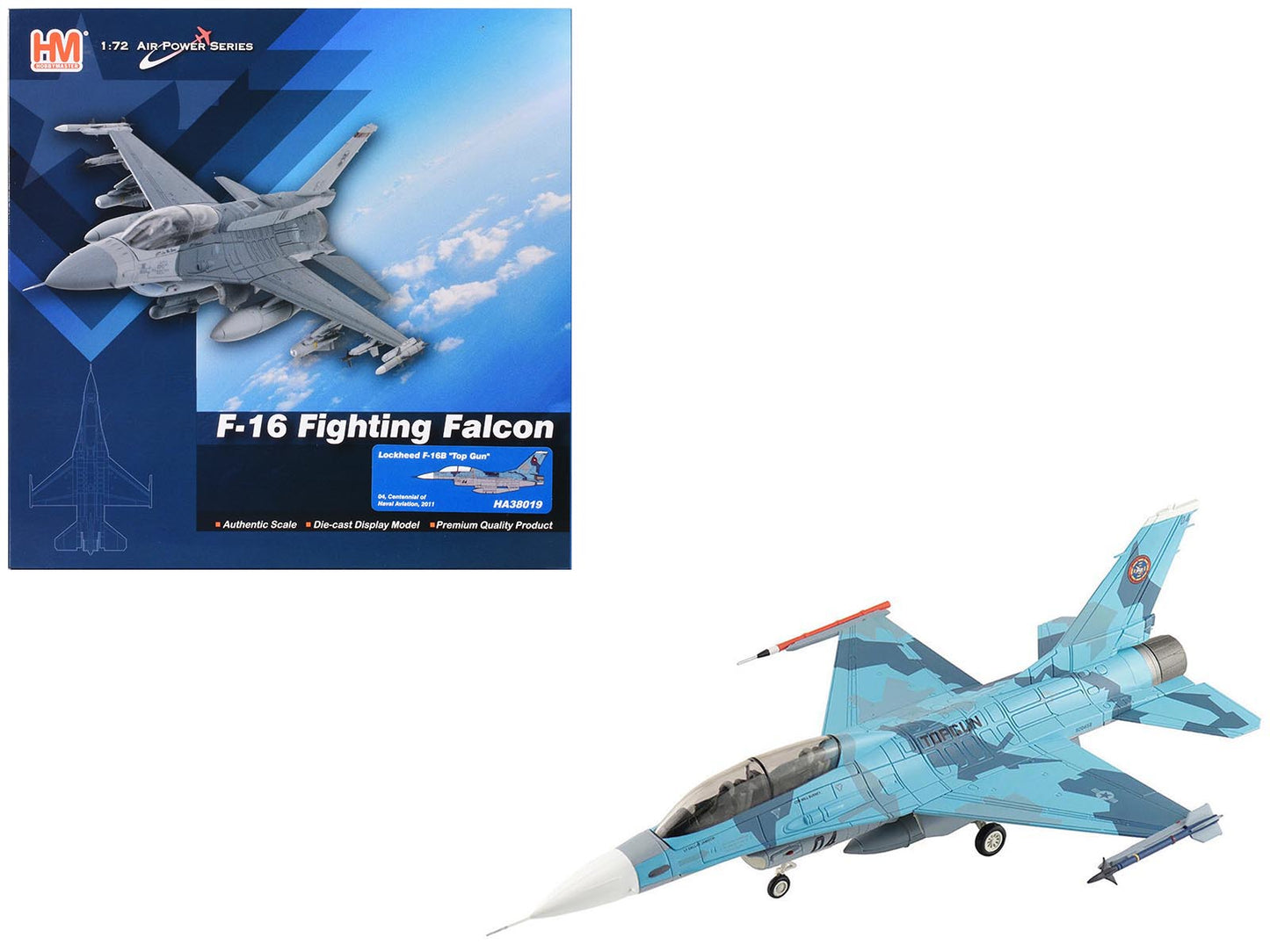 Lockheed F-16B Fighting Falcon Fighter Aircraft "Top Gun 04 Centennial of Naval Aviation" United States Navy "Air Power Series" 1/72 Diecast Model