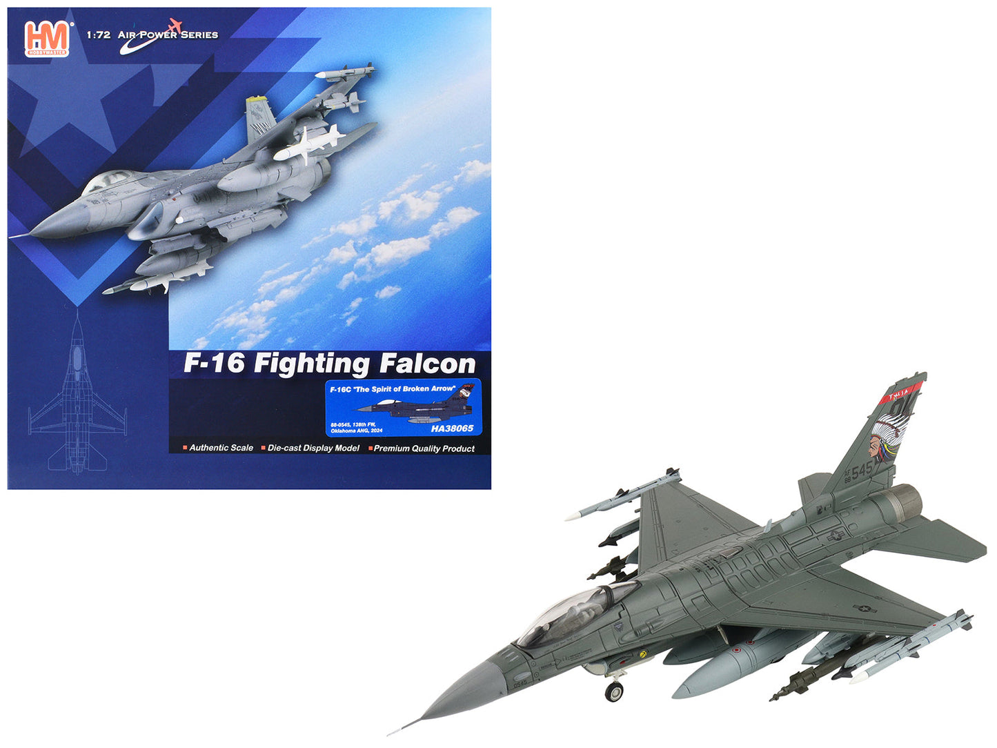 Lockheed F-16C Fighting Falcon Fighter Aircraft "88-0545 138th Fighter Wing Oklahoma Air National Guard" (2024) United States Air Force "Air Power Series" 1/72 Diecast Model