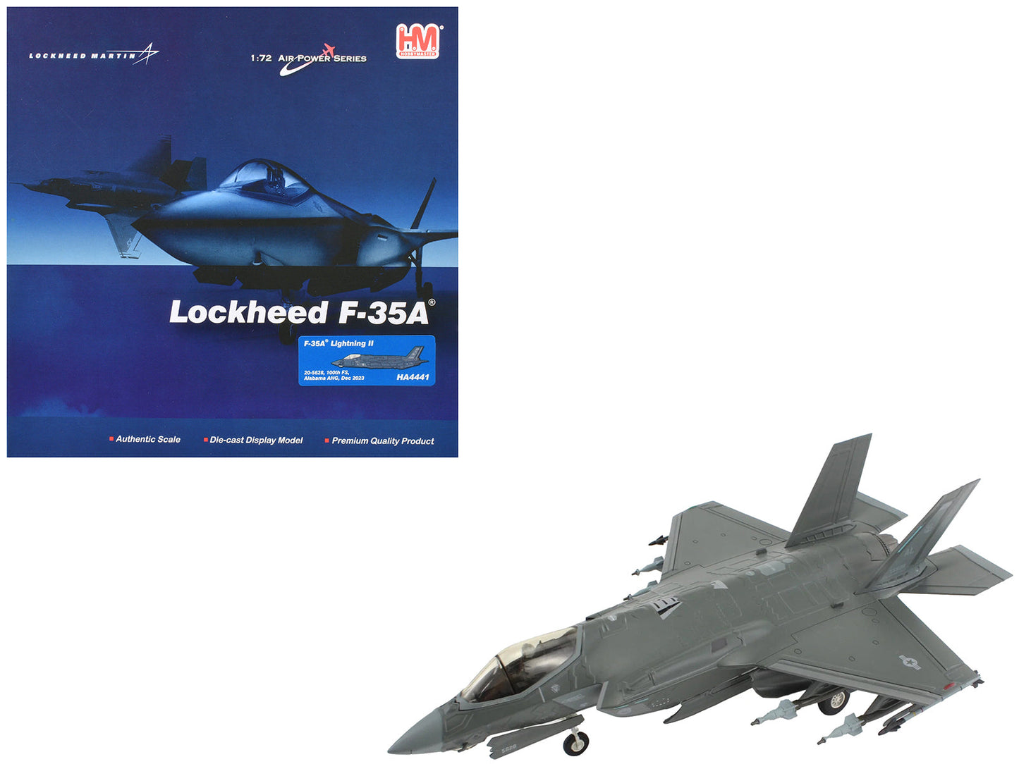 Lockheed Martin F-35A Lightning II Aircraft "100th Fighter Squadron Alabama Air National Guard" (2023) United States Air Force "Air Power Series" 1/72 Diecast Model