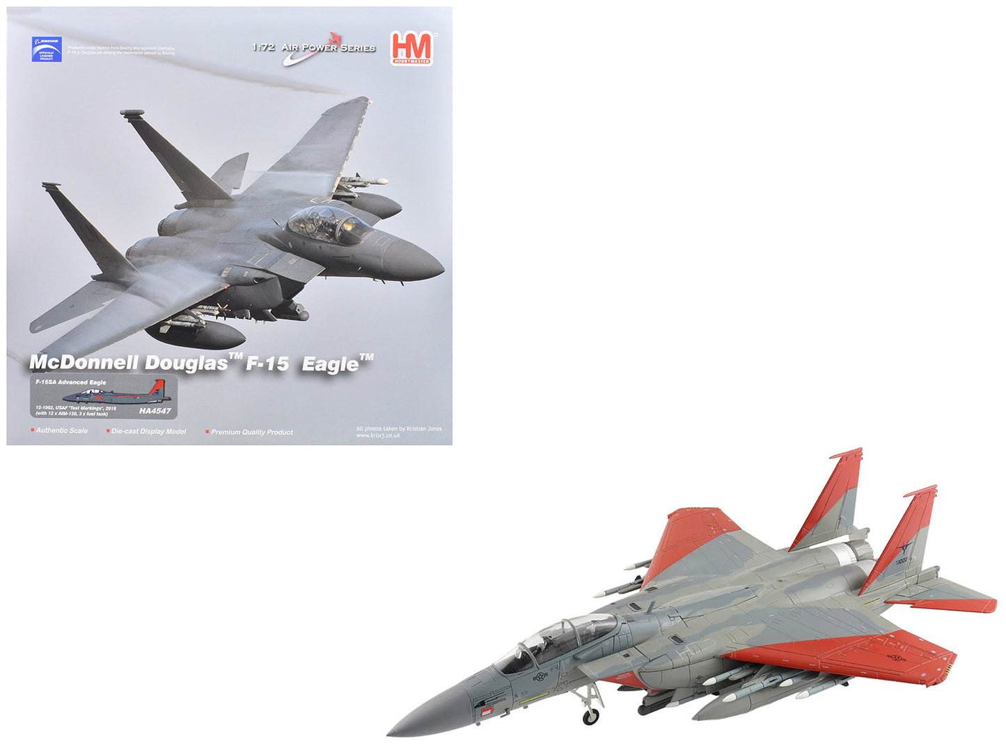 Boeing F-15SA (Saudi Advanced) Eagle Fighter Aircraft "12-1002 USAF Test Markings" (2018) Saudi Royal Air Force "Air Power Series" 1/72 Diecast Model