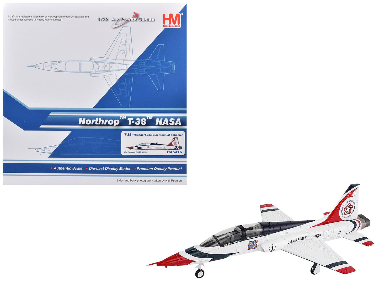 Northrop T-38 NASA Aircraft "#1 Thunderbirds Bicentennial Scheme" (1976) United States Air Force "Air Power Series" 1/72 Diecast Model