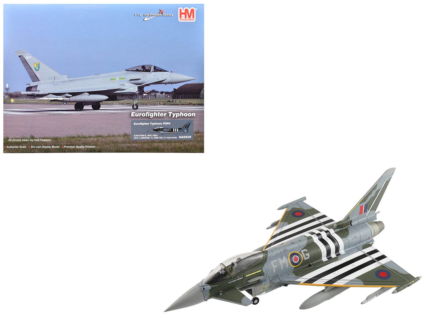 Eurofighter Typhoon FGR4 Fighter Aircraft "ZJ913 FM-G" (2024) British Royal Air Force "Air Power Series" 1/72 Diecast Model