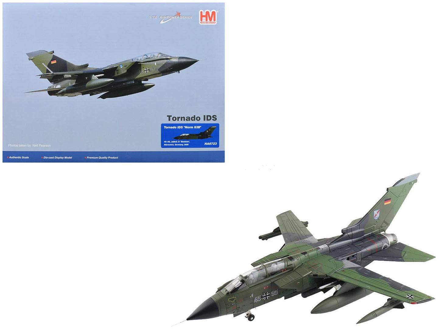 Panavia Tornado IDS Fighter-Bomber Aircraft "Norm 83B 45+95 JaBoG 31 'Boelcke' Norvenich Germany" (2008) German Luftwaffe "Air Power Series" 1/72 Diecast Model