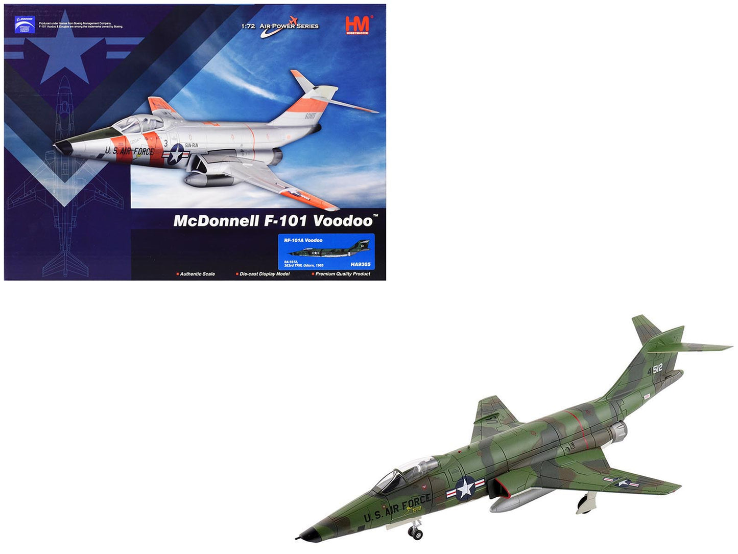 McDonnell RF-101A Voodoo Fighter Aircraft "54-1512 363rd Tactical Reconnaissance Wing Udorn Royal Thai Air Force Base" (1965) United States Air Force "Air Power Series" 1/72 Diecast Model