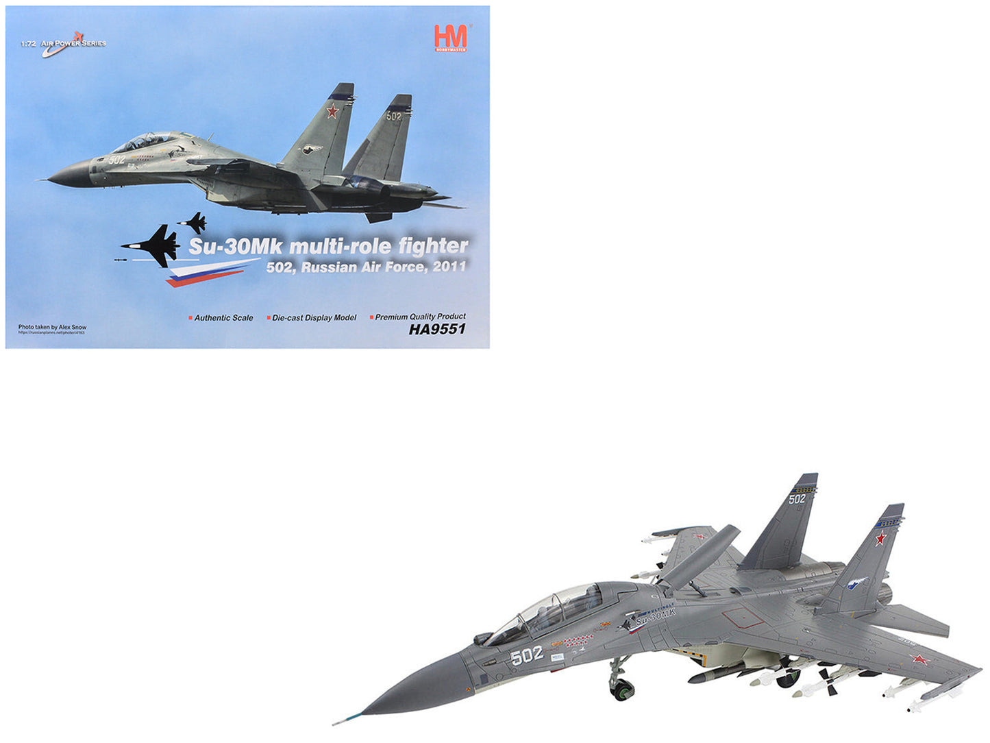 Sukhoi Su-30Mk Flanker Fighter Aircraft "502" (2011) Russian Air Force "Air Power Series" 1/72 Diecast Model