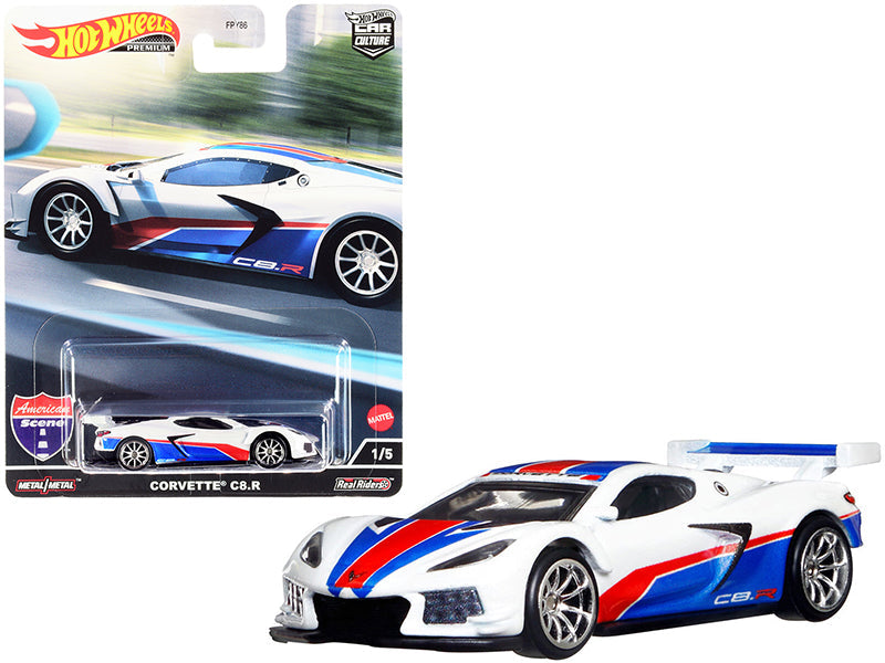 Chevrolet Corvette C8.R Pearl White with Red and Blue Stripes "American Scene" "Car Culture" Series Diecast Model Car