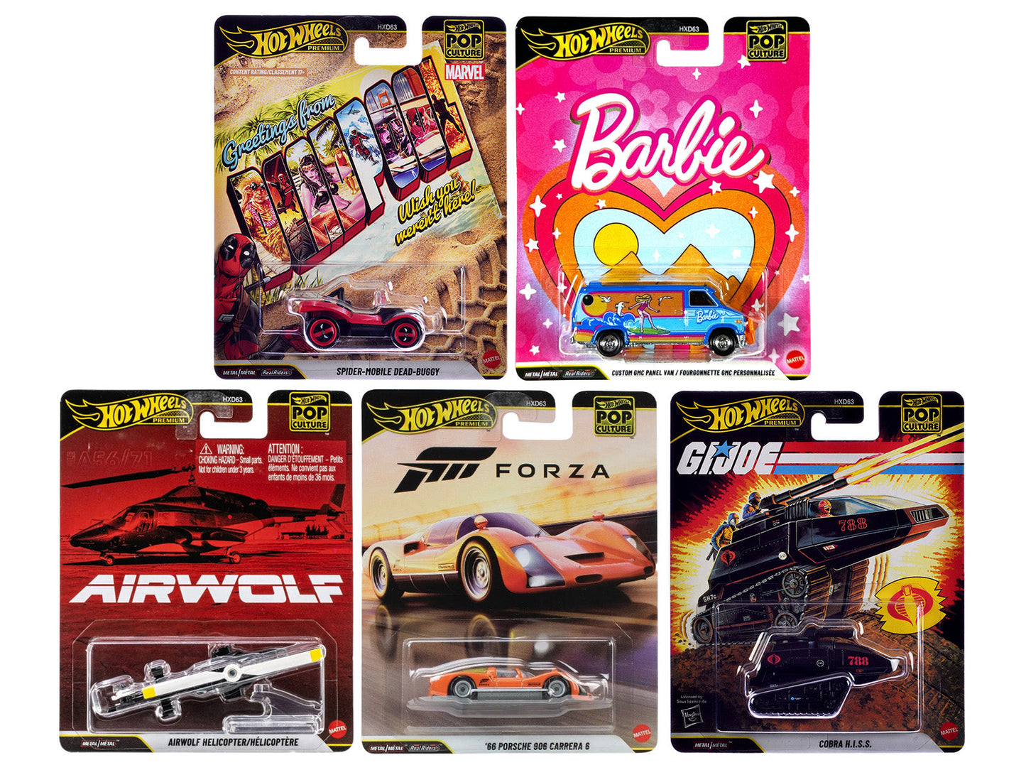 "Pop Culture 2025" 5 piece Set Q "Premium Series" Diecast Model Cars
