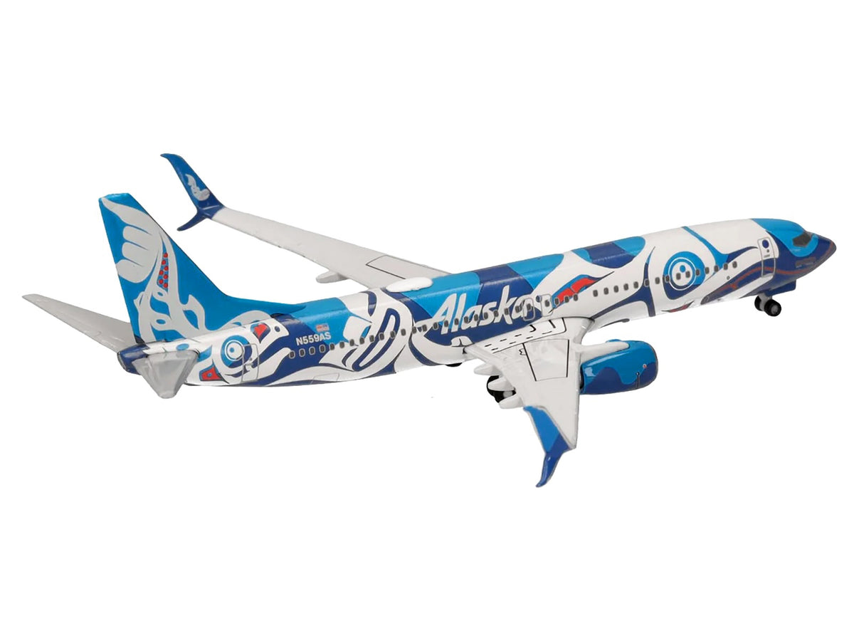 Boeing 737-800 Commercial Aircraft "Alaska Airlines - Salmon People Livery" (N559AS) Blue and White 1/500 Diecast Model Airplane