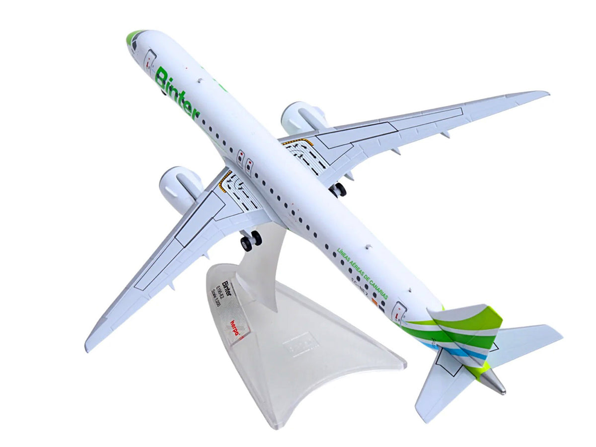 Embraer E195-E2 Commercial Aircraft "Binter Canarias" (EC-NEZ) White with Green Striped Tail 1/200 Diecast Model