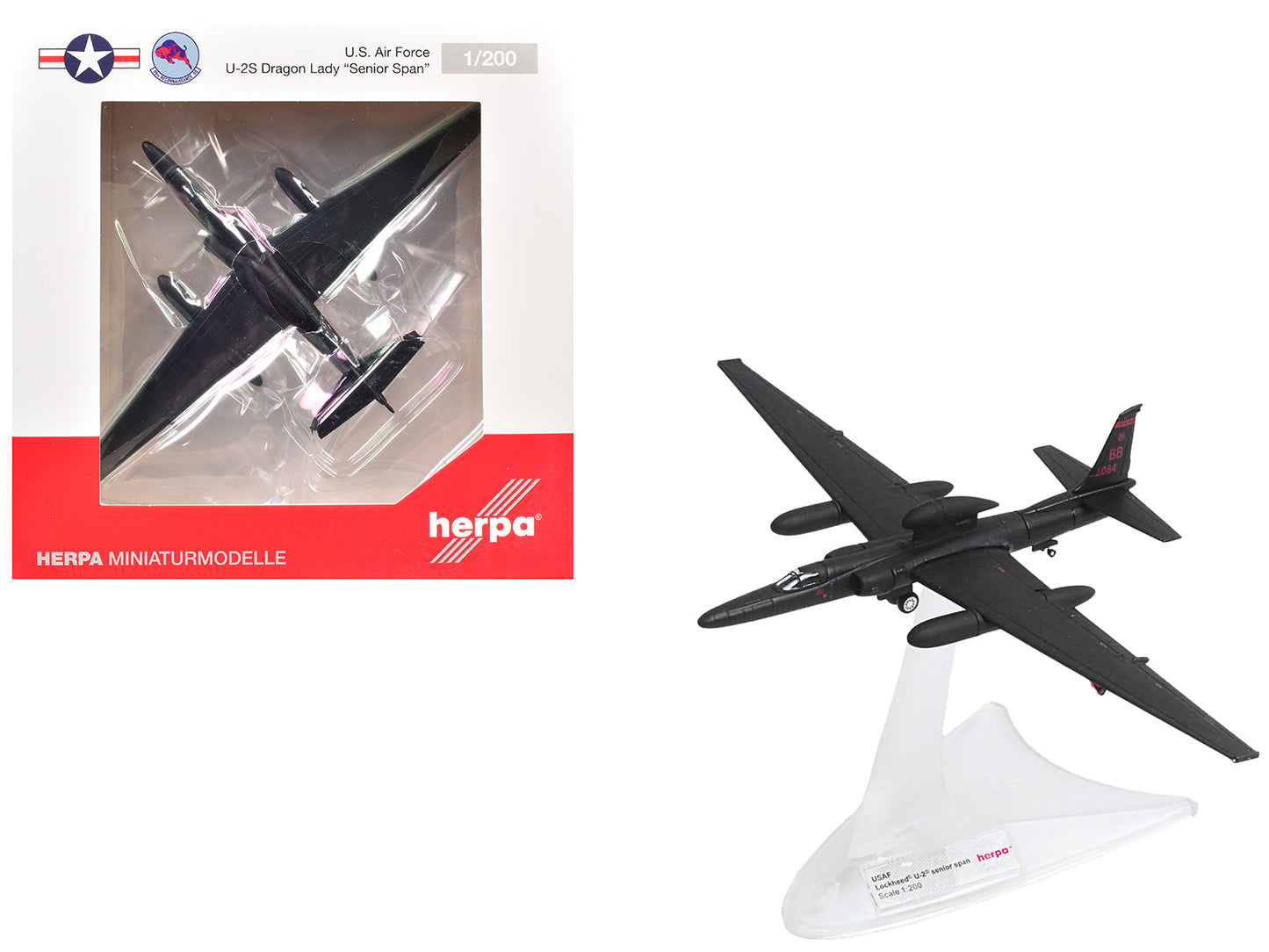 Lockheed U-2S Dragon Lady Aircraft "Senior Span 99th Reconnaissance Squadron 9th Reconnaissance Wing" (80-1084) United States Air Force 1/200 Diecast Model