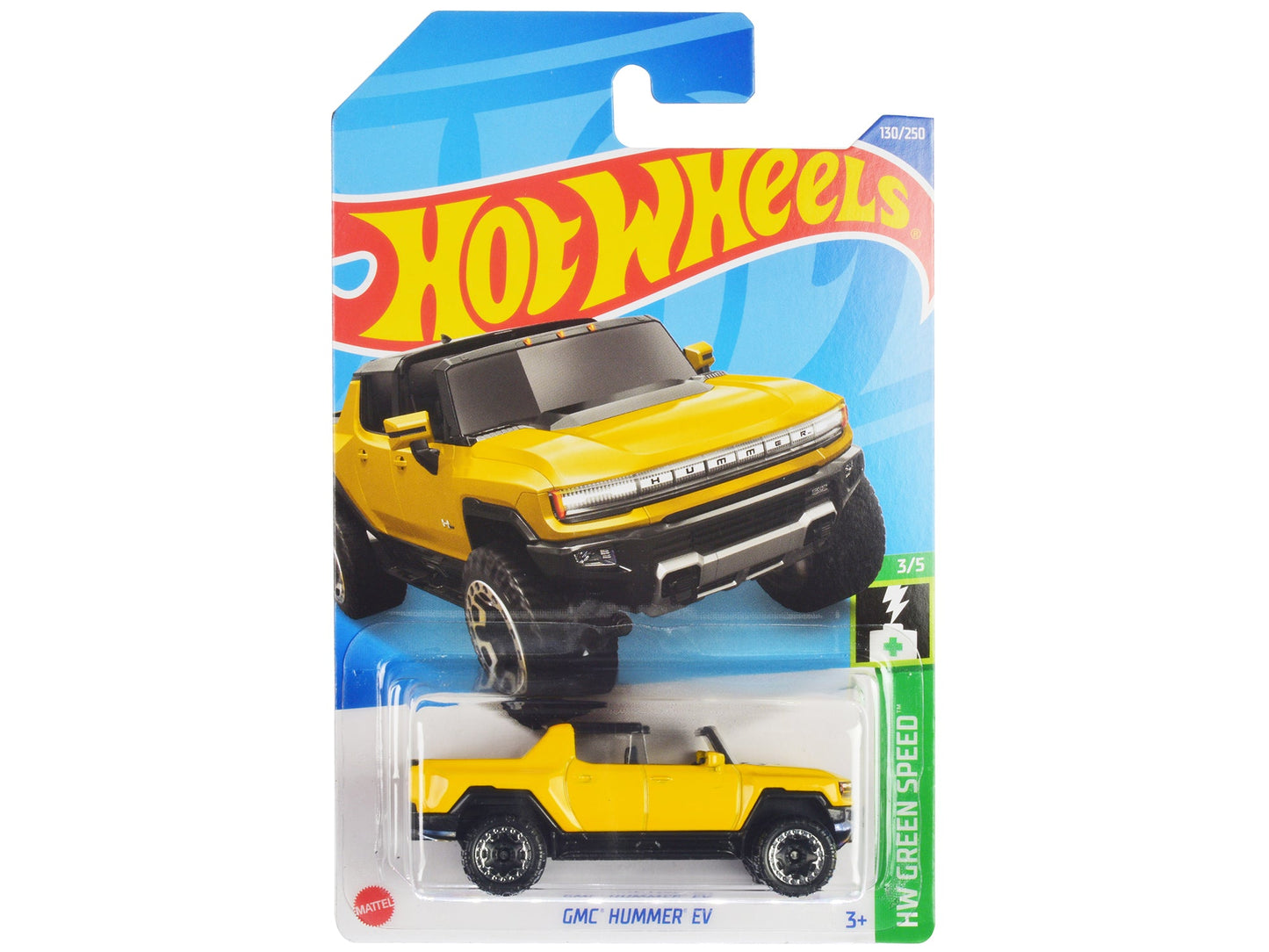 GMC Hummer EV Pickup Truck Yellow with Open Top "HW Green Speed" Series Diecast Model Car