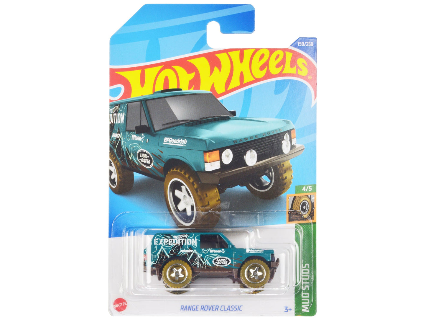 Land Rover Range Rover Classic Teal with White Graphics "Hot Wheels Expedition" "Mud Studs" Series Diecast Model Car