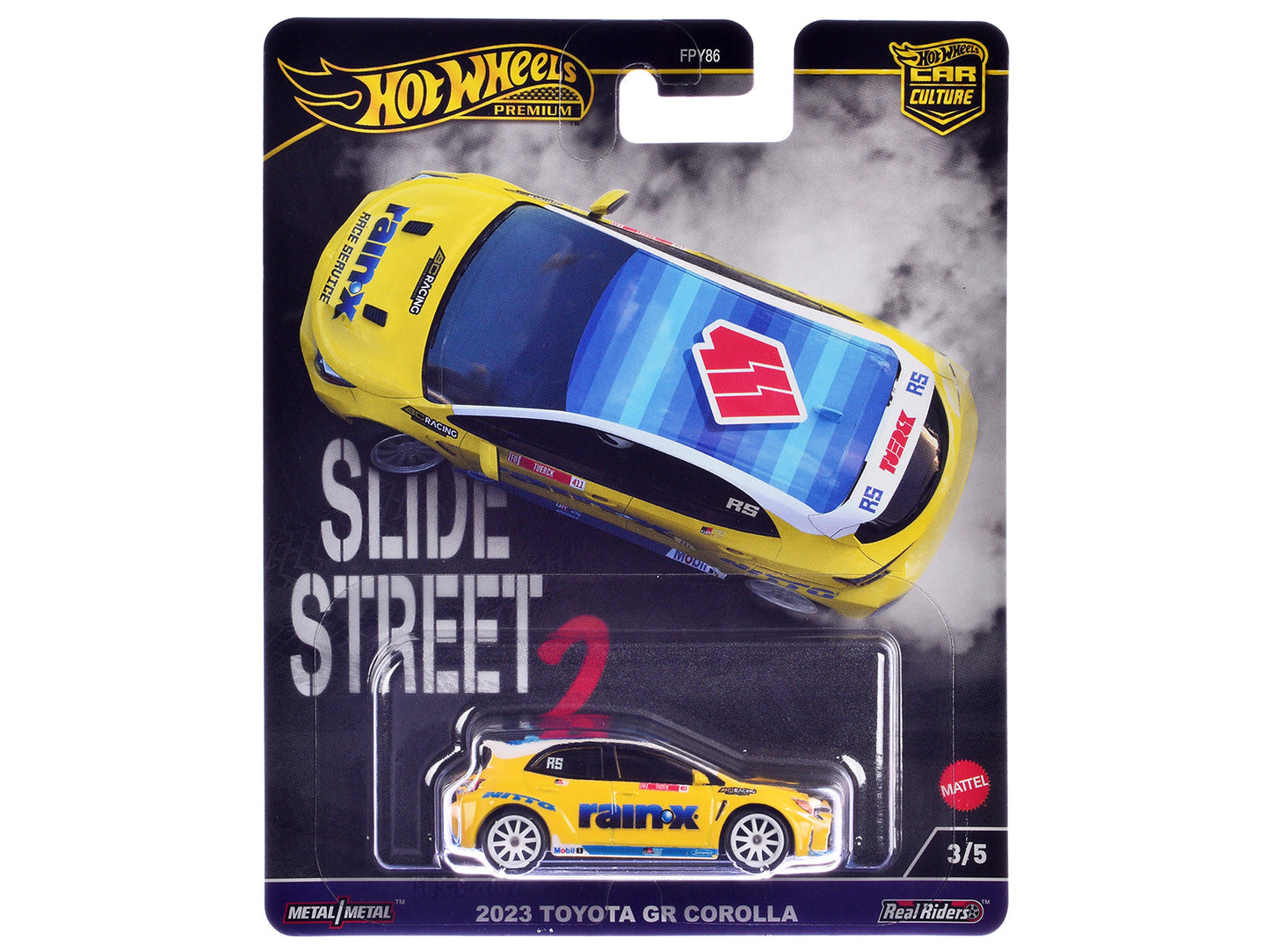 2023 Toyota GR Corolla "Rain X" Yellow "Slide Street 2" Series Diecast Model Car
