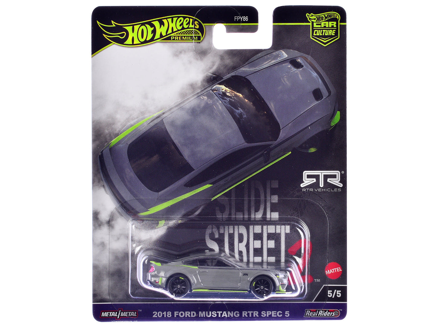 2018 Ford Mustang RTR Spec 5 Gray "Slide Street 2" Series Diecast Model Car