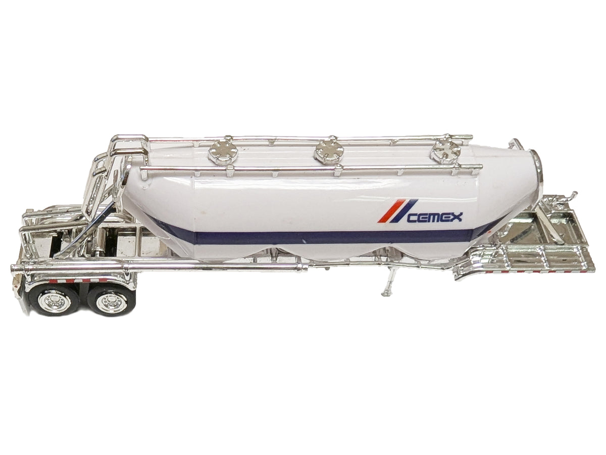 Peterbilt 367 Truck Tractor with Day Cab White and Articulated Tank Trailer "Cemex" White with Blue Stripes Combo Set 1/87 (HO) Plastic Model Car