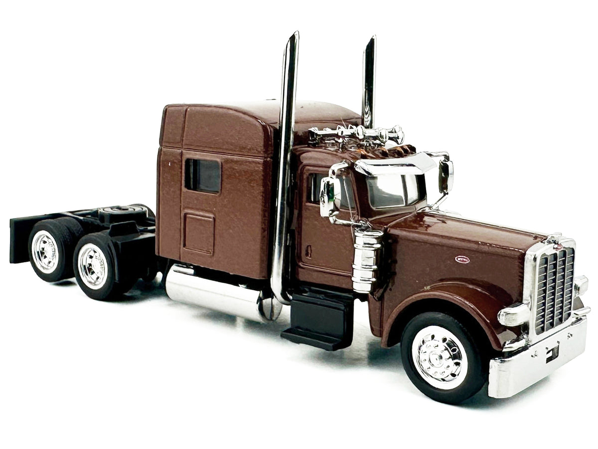Peterbilt 389 Truck Tractor with Sleeper Cab Brown Metallic 1/87 (HO) Scale Plastic Model Car