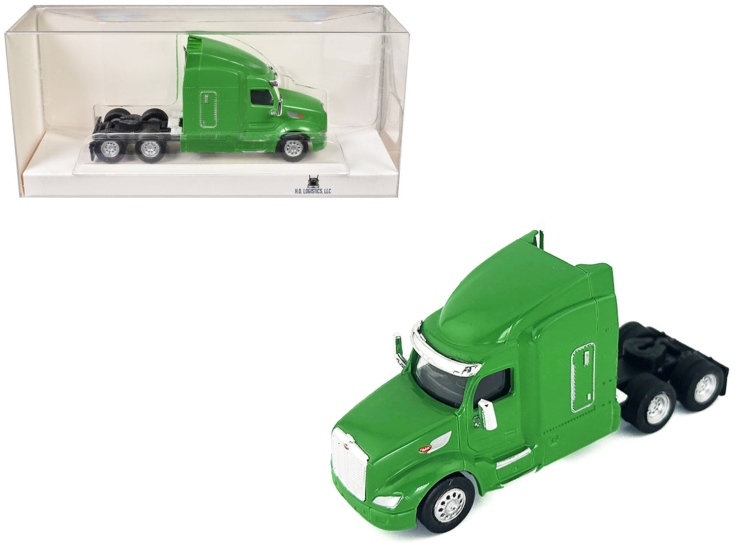 Peterbilt 579 Sleeper Cab Lime Green 1/87 (HO) Plastic Model Car