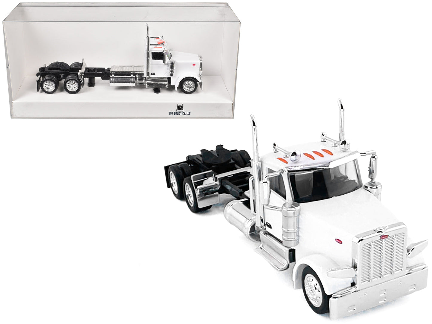 Peterbilt 589 2-Axel Day Cab White 1/87 (HO) Plastic Model Car
