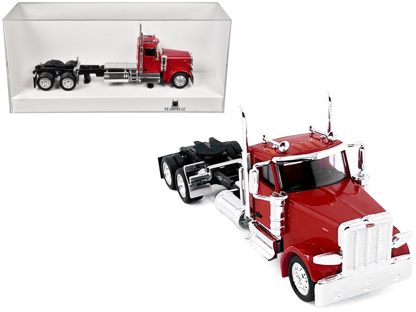 Peterbilt 589 2-Axel Day Cab Red 1/87 (HO) Plastic Model Car
