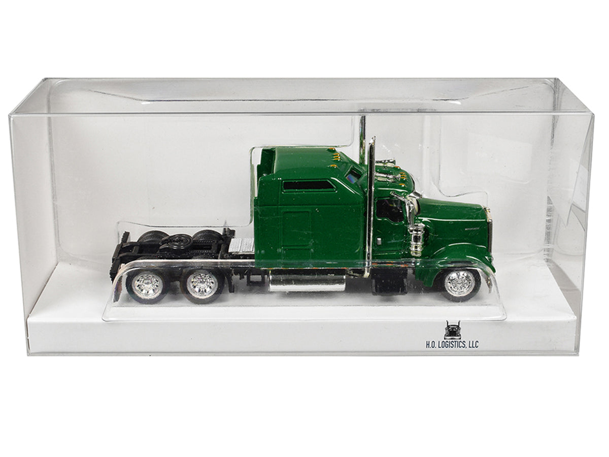 Kenworth W900L Truck Tractor with Sleeper Cab Green 1/87 (HO) Scale Plastic Model Car