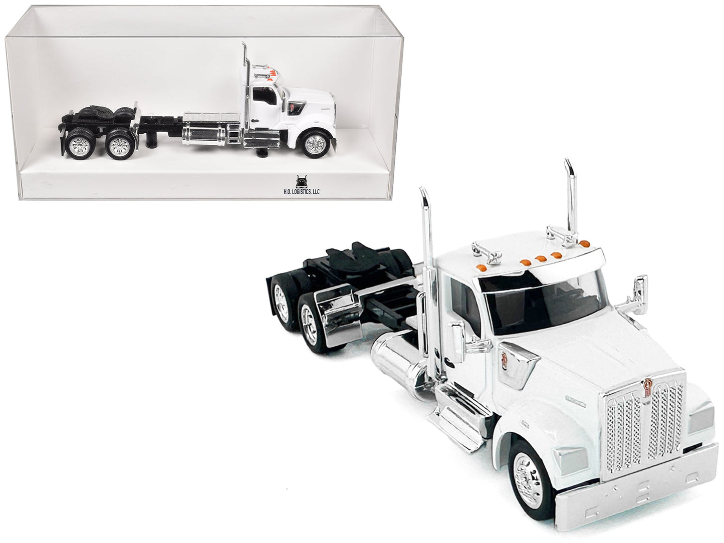 Kenworth W990 2-Axel Day Cab White 1/87 (HO) Plastic Model Car