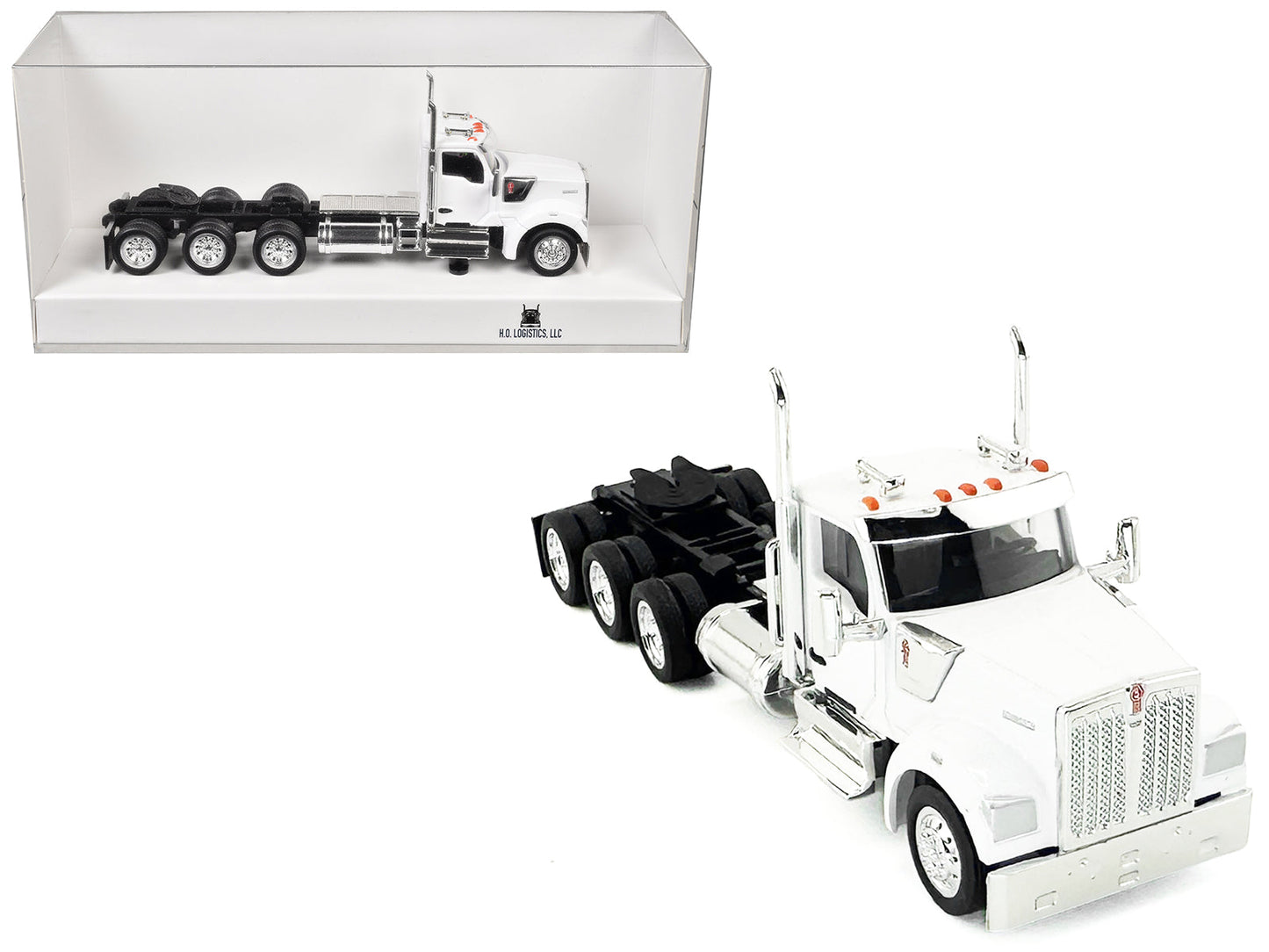 Kenworth W990 3-Axel Day Cab White 1/87 (HO) Plastic Model Car