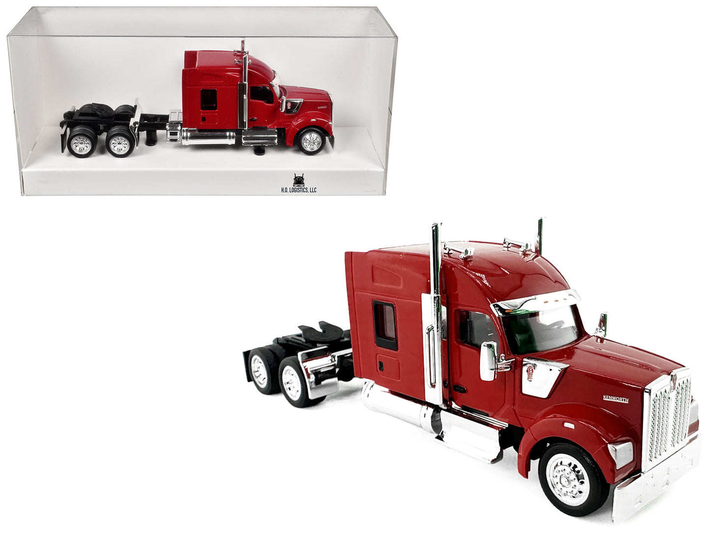 Kenworth W990 with Stand Up Sleeper Cab Red 1/87 (HO) Plastic Model Car