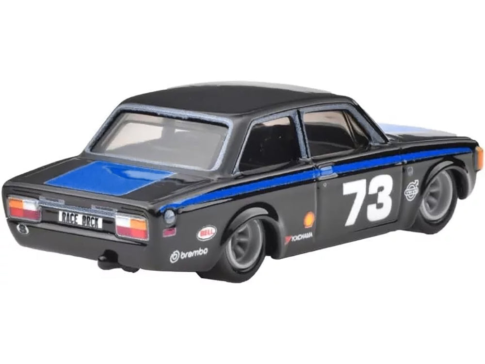1973 Volvo 142 GL #73 Black with Blue Stripes and Hood "Boulevard" Series Diecast Model Car