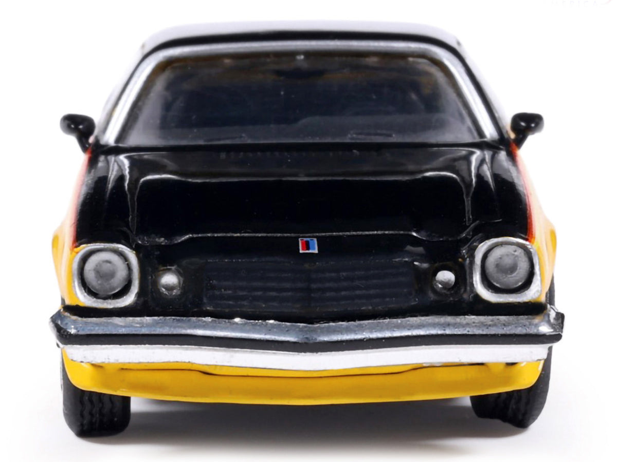 1976 Chevrolet Camaro Rally Sport Black and Yellow with Red Stripes 1/64 Diecast Model Car
