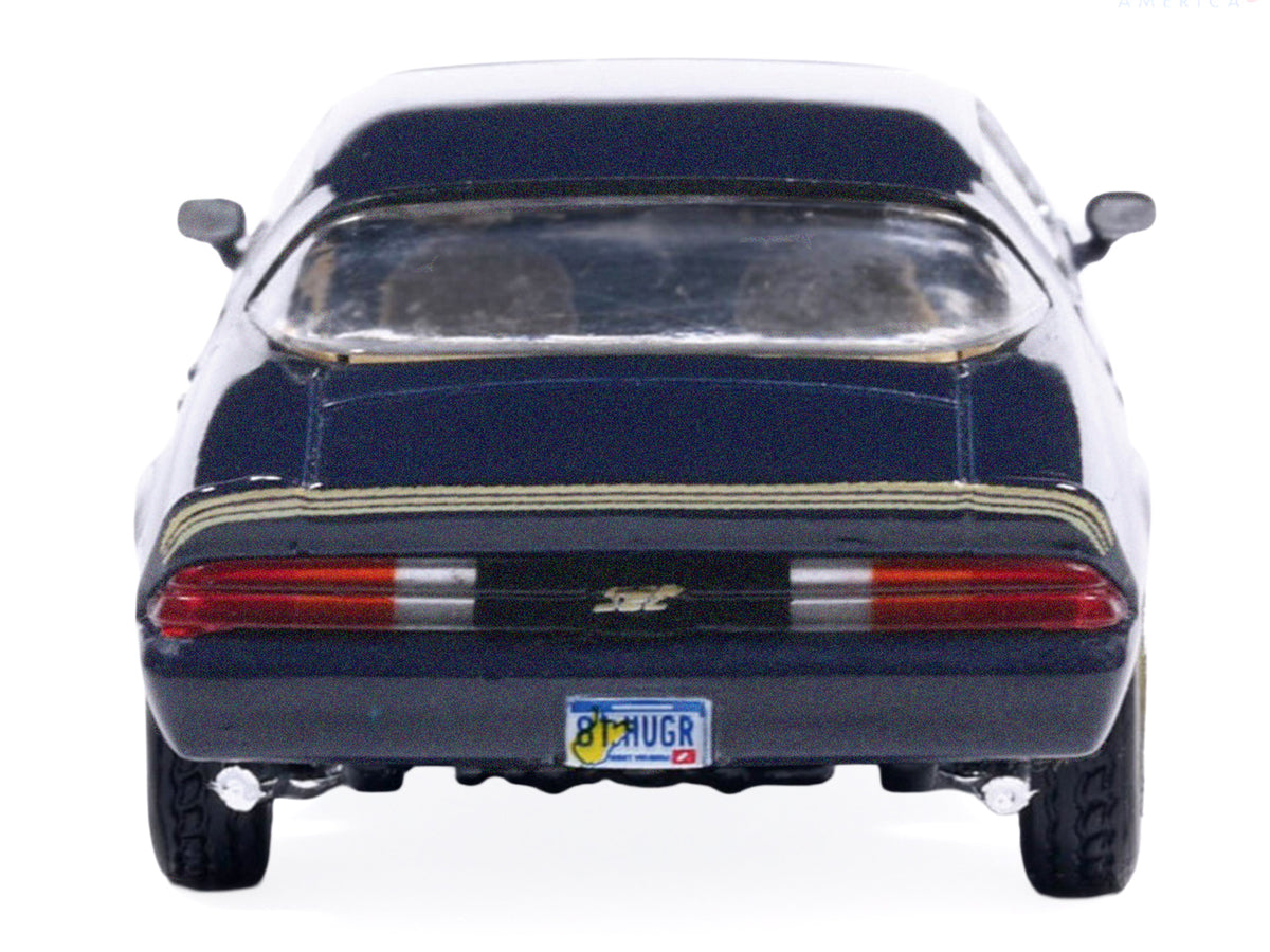 1981 Chevrolet Camaro Z28 Dark Blue Metallic with Gold Stripes and Interior 1/64 Diecast Model Car