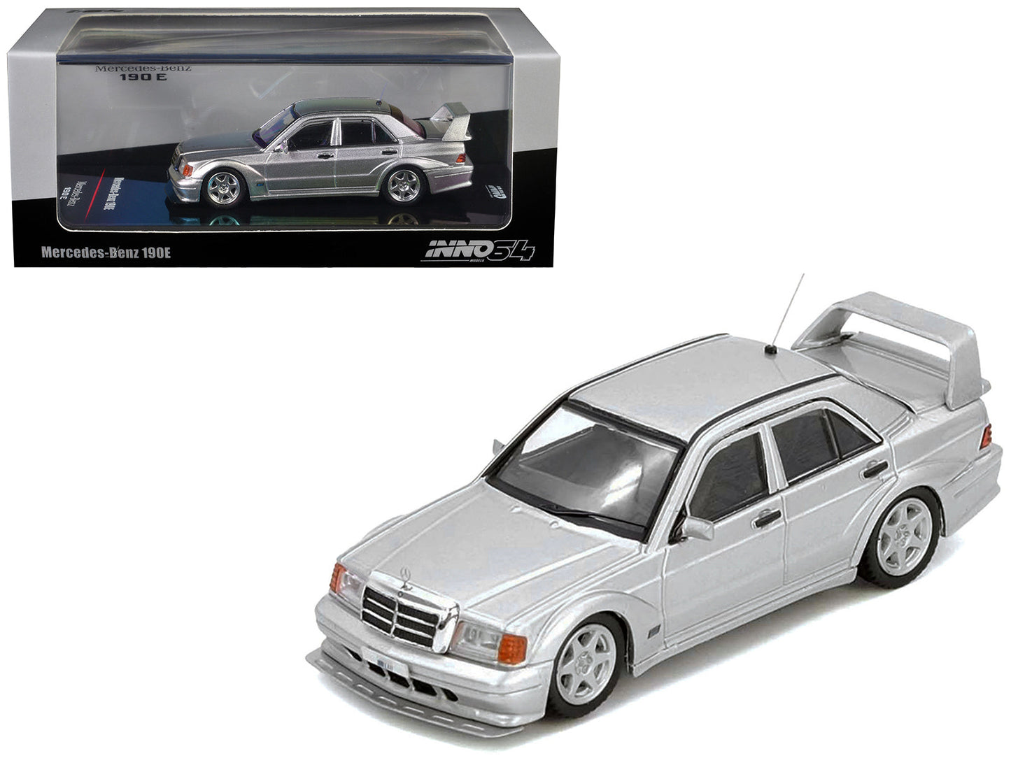Mercedes-Benz 190E 2.5-16 Evolution II Silver Metallic 1/64 Diecast Model Car