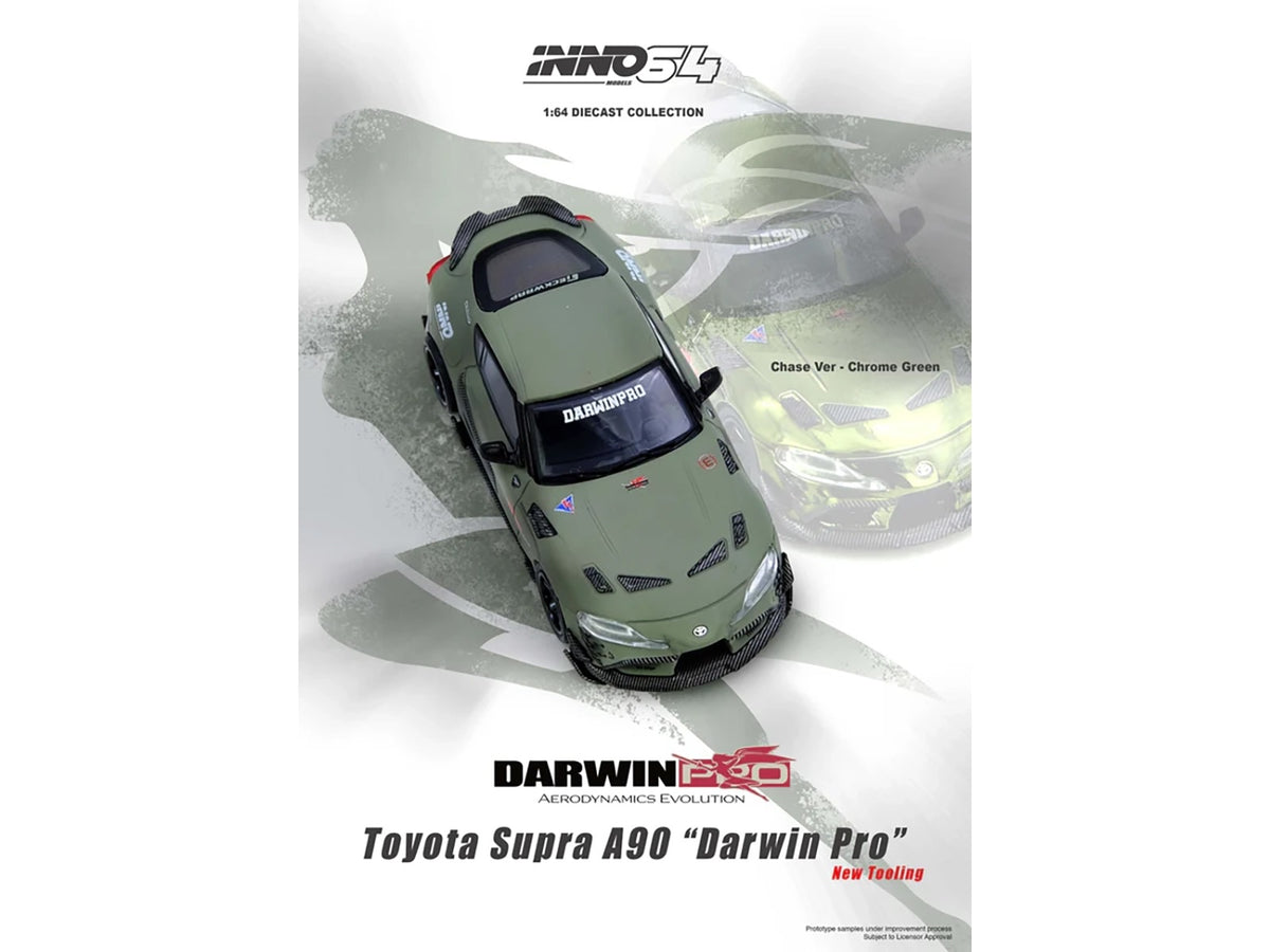 Toyota Supra (A90) "DarwinPro" Matt Green with Carbon Accents 1/64 Diecast Model Car