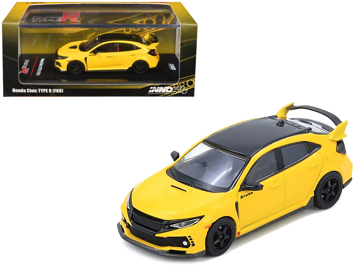 Honda Civic Type R (FK8) RHD (Right Hand Drive) Yellow with Black Top 1/64 Diecast Model Car