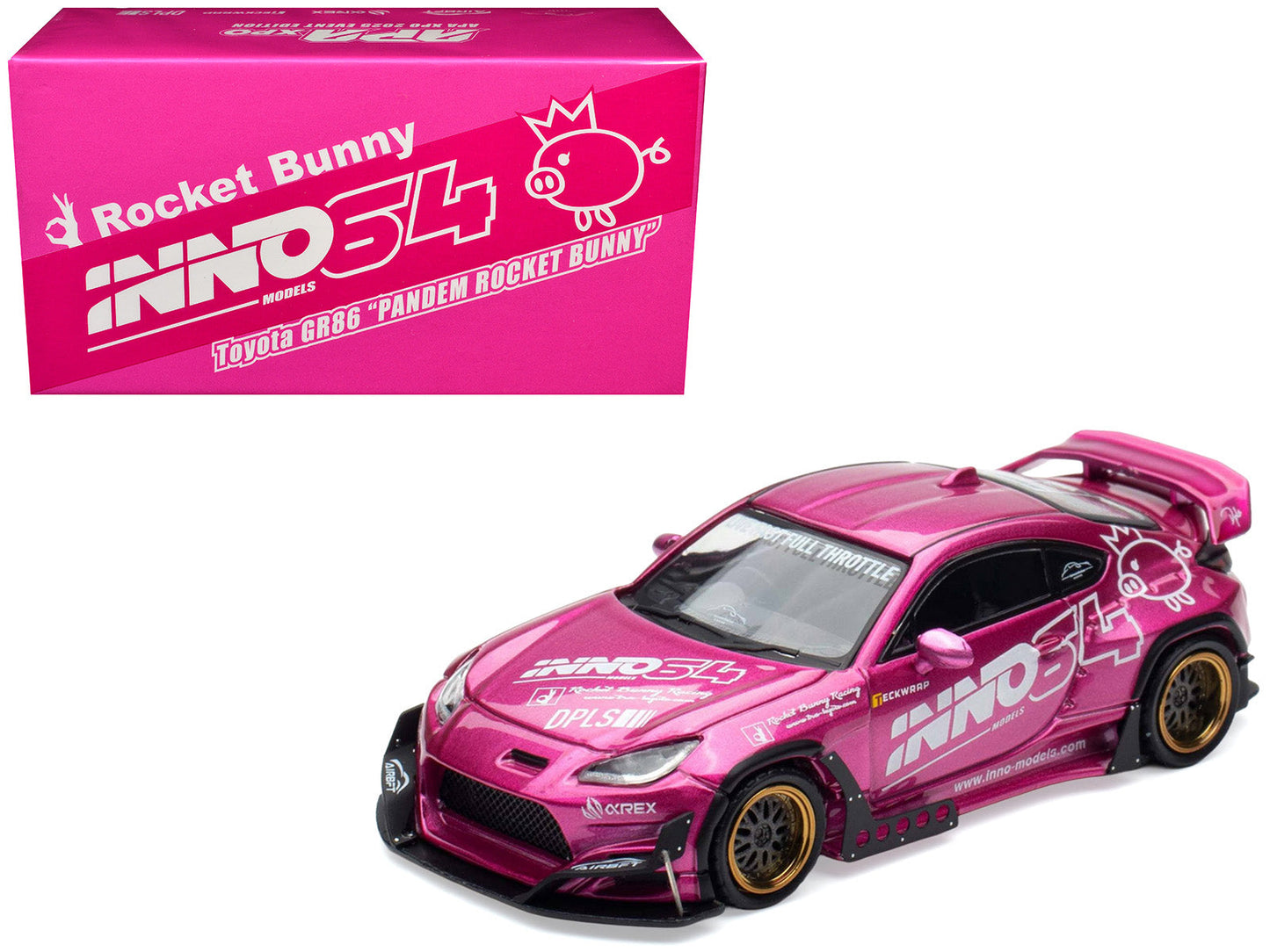 Toyota GR86 "Pandem Rocket Bunny" RHD (Right Hand Drive) Pink Metallic with Graphics "APA XPO 2025 Event Exclusive" 1/64 Diecast Model Car