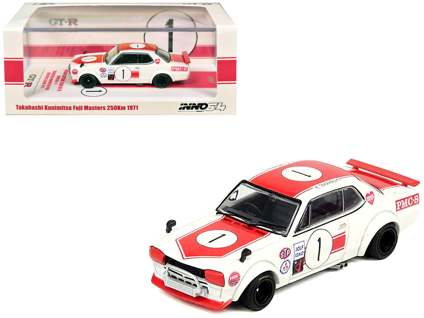 Nissan Skyline 2000 GT-R (KPGC10) #1 RHD (Right Hand Drive) Takahashi Kinimitsu "Fuji Masters 250km" (1971) 1/64 Diecast Model Car