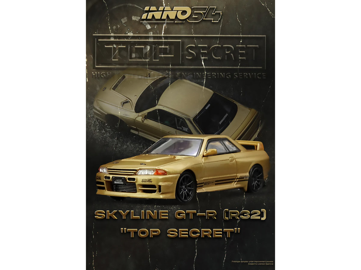 Nissan Skyline "Top Secret" BNR32 GT-R (650R) RHD (Right Hand Drive) Gold Metallic 1/64 Diecast Model Car