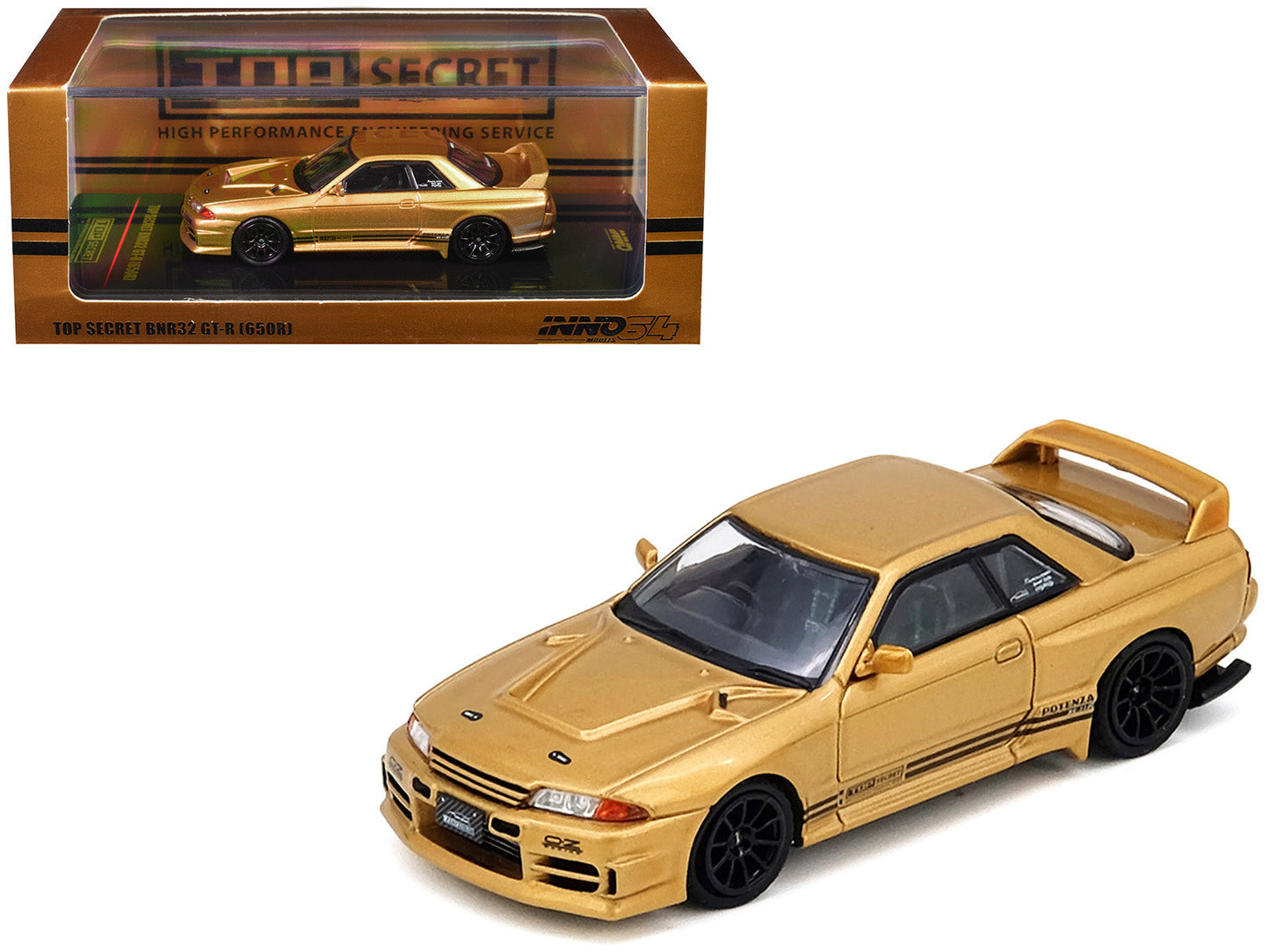 Nissan Skyline "Top Secret" BNR32 GT-R (650R) RHD (Right Hand Drive) Gold Metallic 1/64 Diecast Model Car