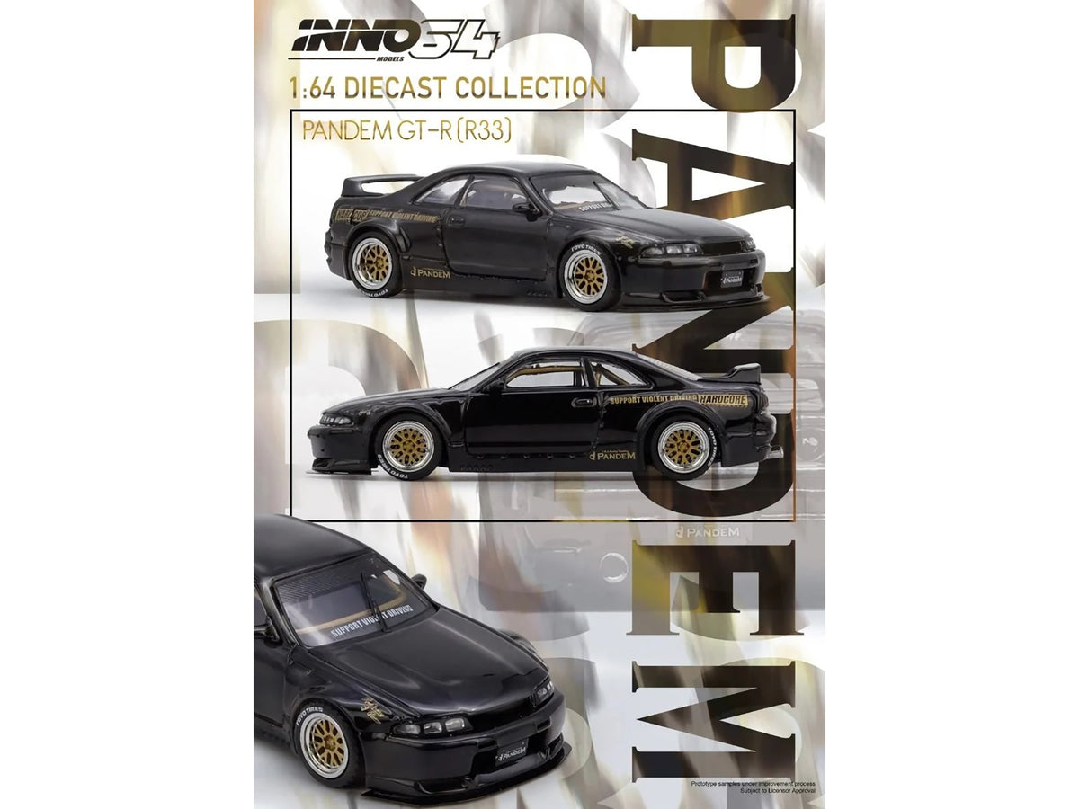 Nissan Skyline GT-R (BCNR33) RHD (Right Hand Drive) "Pandem - Rocket Bunny" Black 1/64 Diecast Model Car