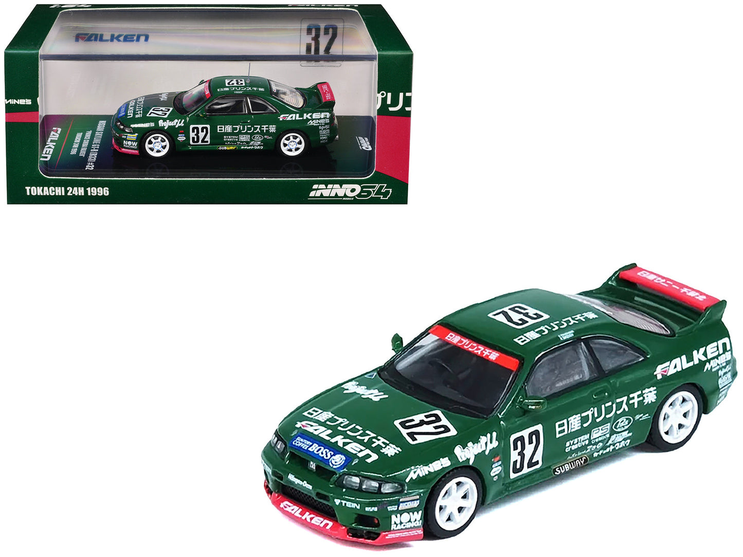 Nissan Skyline GT-R (R33) RHD (Right Hand Drive) #32 "Prince Chiba Falken" N1 Super Endurance Series "Tokachi 24 Hours" (1996) 1/64 Diecast Model Car