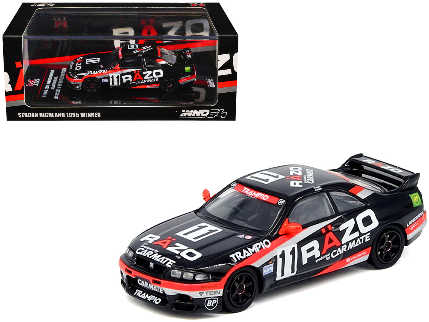 Nissan Skyline GT-R (R33) RHD (Right Hand Drive) #11 "Razo Trampio" N1 Super Endurance Series "Sedan Highland" (1995) 1/64 Diecast Model Car