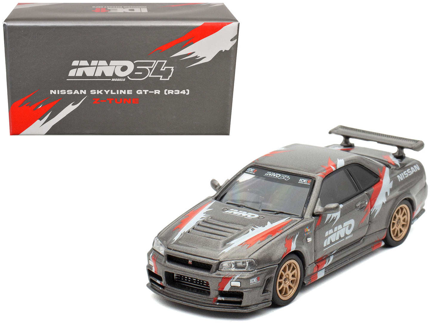 Nissan Skyline GT-R (R34) Z-Tune RHD (Right Hand Drive) Gray Metallic with Graphics "Indonesia Diecast Expo 2024 Exclusive Edition" 1/64 Diecast Model Car