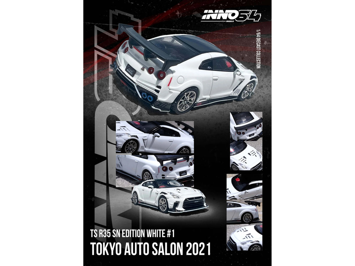 Nissan GT-R (R35) "Top Secret" RHD (Right Hand Drive) White with Black Top "Tokyo Auto Salon 2021" 1/64 Diecast Model Car