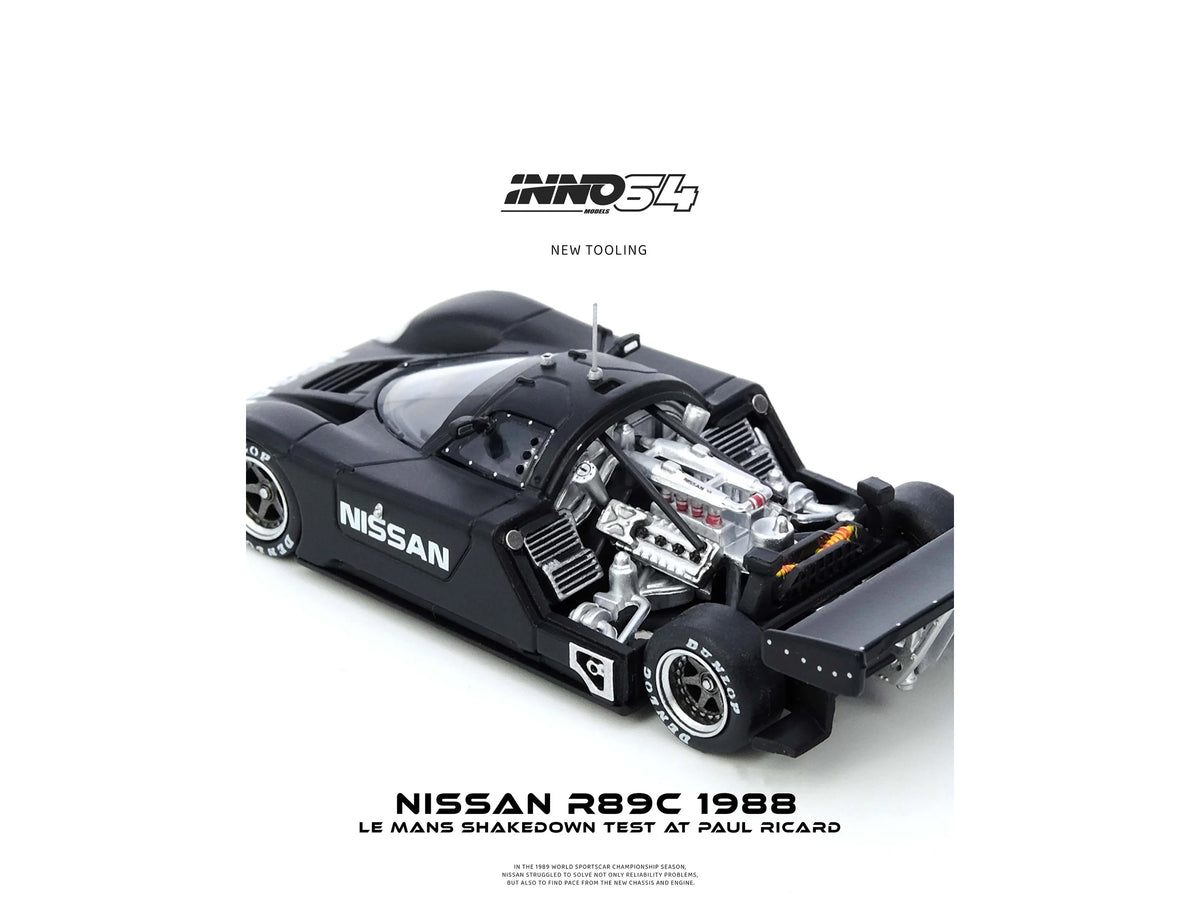 Nissan R89C Matt Black "Le Mans Shakedown Test at Paul Ricard 1988" 1/64 Diecast Model Car