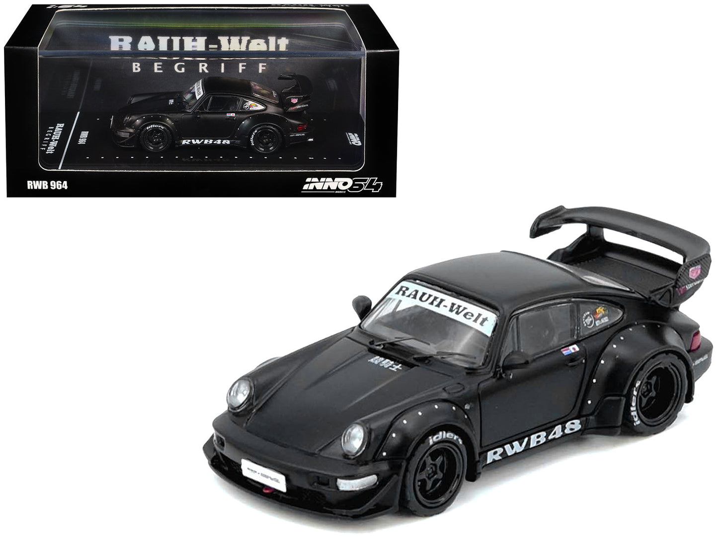 RWB 964 Matt Black 1/64 Diecast Model Car