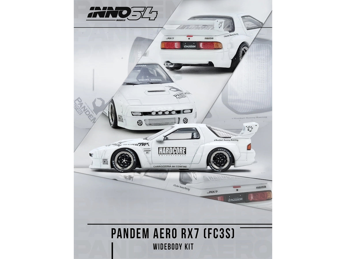 Mazda RX7 (FC3S) "Pandem Aero" Widebody Kit White with Graphics 1/64 Diecast Model Car