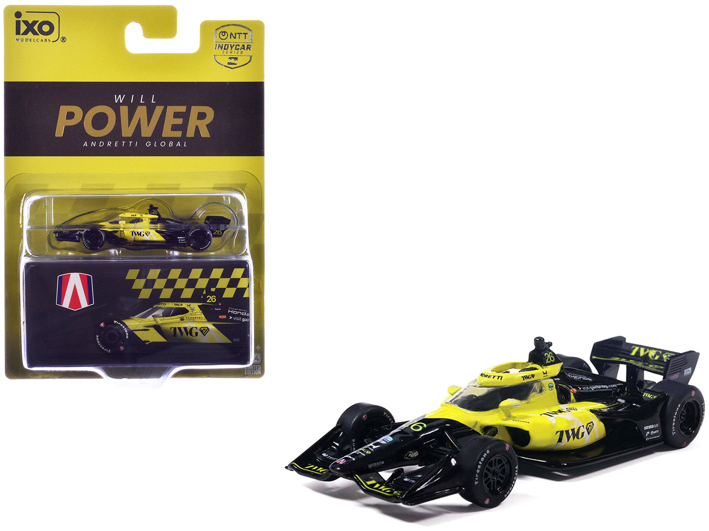 Dallara IndyCar #26 Will Power "TWG" Andretti Global (Road Course Configuration) "NTT IndyCar Series" (2026) 1/64 Diecast Model Car
